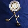 04016 Creative Gifts Golf Crystal Ball Clock On Stand Of Brass