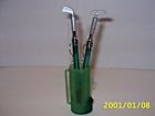 38184 Green Golf Bag With Black Silvertone Putter Iron Pen Pencil