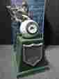 598059 Golfer Golf Ball Clock Things Remembered Trophy Green Leather Base 8.5 Tall
