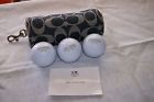 65345 Coach Nwot Signature Blue Denim Golf Ball Case W 3 Golfballs Nice