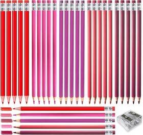 Ad-72 Adhere 25pcs Checking Pencils Erasable 1 Count Pack Of 25 Z-mixed Pink Red