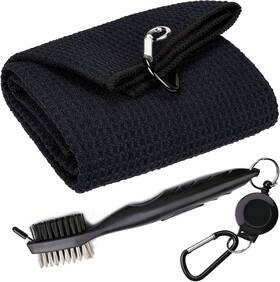Glfmj001 Aebor Golf Towels Microfiber Waffle Pattern Small Black Towel Brush