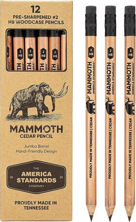 Mammoth-12 America Standards Mammoth Jumbo Pencils - 12 Pack American-made 1 Count Of Clear