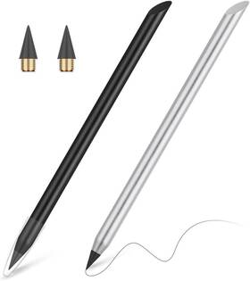 M1-3315258 Auauy Stylish Metal Pencil 1 Count Pack Of 2 Black And Silver With Nib