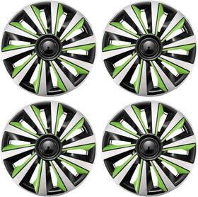 St-t2192-16-ge-fba Aumohall Silver With Green Hubcap 16 Inch Wheel Cover Black 4-pack