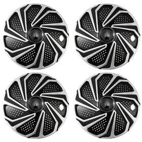 Aumohall St-t2606-14-bl-fba Grid Black With Silver Hubcap Wheel Cover Replacement Kit 14 Inch Hub Caps