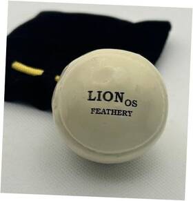 Authentic Feathery Golf Ball P/l 198715853117 Lion Half In Resin Showing Os Velvet Bag