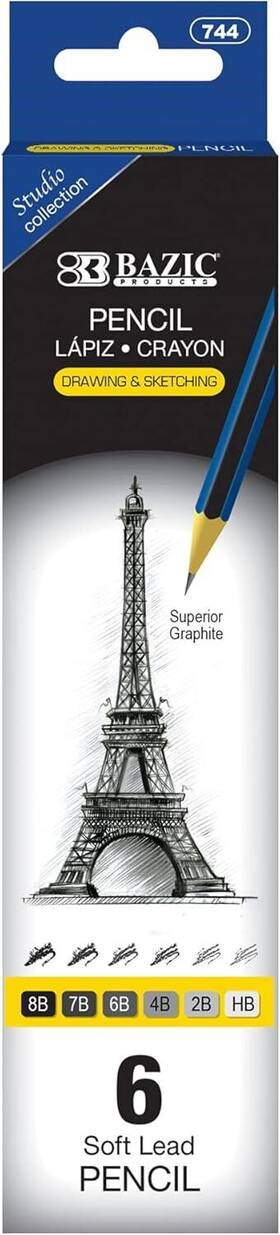 Bazic Products 764608007440 Drawing Sketching Pencil Set Hb 2b 4b 6b 1 Count Pack Of 6-count