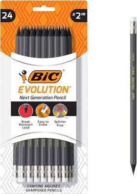 Pgebp241-blk Bic Evolution Cased Pencil 2 Lead Gray Barrel 24 Count Pack Of 1