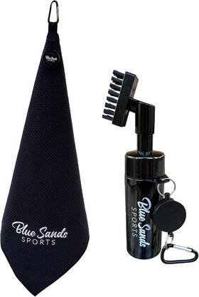 Blue Sands Sports 860010077511 Premium Magnetic Golf Towel With Club Brush Extra Strong Small Black