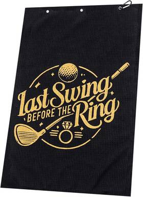 Brosash 760939426035 Groom Golf Towel Last Swing Before The Ring 16 X 24 Inches Black