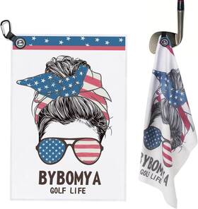 Bybomya 764749250217 Magnetic Golf Towel For Men Microfiber Waffle Pattern 16 24 Inch Usa Flag