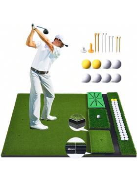 Callaway 414129861273 Golf Mat Set 3-in-1 Hitting With Ball Storage Zone 5x4 Ft