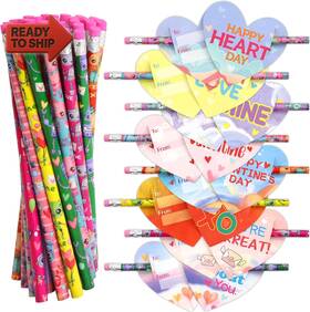 0818 Ceiba Tree 445001611658 Valentines Day Pencils With Cards Kids Heart Bulk Eraser