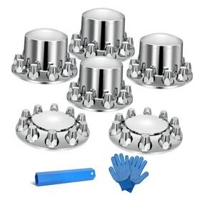 China 762849492469 33mm Chrome Axle Cover And Lug Nut Combo Kit Thread-on Wheel Covers For Semi