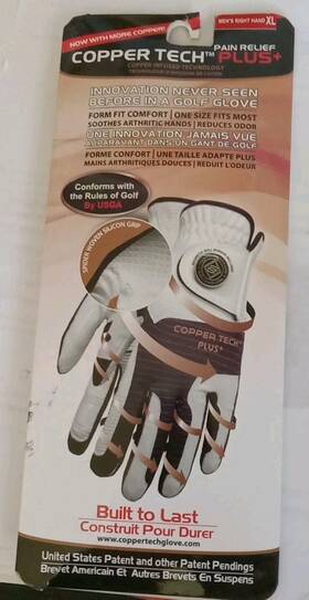 Copper Tech 099377162121 Pain Relief Plus Xl Mens Golf Glove Fits Right Hand Open Box