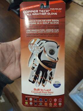 Copper Tech 445049322332 Gloves Mens Golf Glove With Honeycomb Grip One Size White/royal Blue
