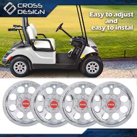 Ht-03etn6404asl Crossdesign 4pcs 10 Inch Golf Cart Wheel Cover Hub Caps Silver Fit For Ezgo Club Car And Yamaha