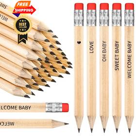 Pencils-99 Crtiin 50 Pieces Baby Shower Pencils For Activities Mini Golf Half Wood Color