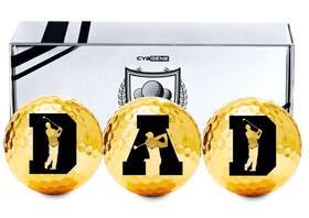 Cybgene Dadgolf-03-dad-ini Dad Gifts Golf Balls Set Of 3 For Golfer 1.68 Inch Golden - Initial
