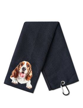 Gftl-bh-01-wc Cybgene Basset Hound Gifts Golf Towel For Lovers Black