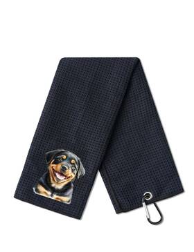 Gftl-rottweiler-01-wc Cybgene Rottweiler Gifts Golf Towel For Lovers Black