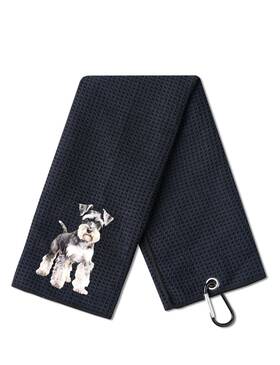 Gftl-schnauzer-01-wc Cybgene Schnauzer Gifts Golf Towel For Lovers Black