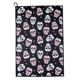 Us-gftowel-skull-01-sugar Cybgene Sugar Skull Gifts Golf Towel 40 X 60cm Black