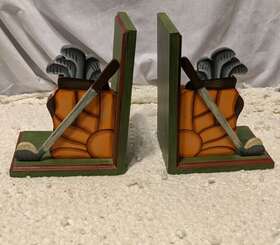 4167-510 Darice Wood Golf Wooden Bookends Set Bag And Clubs Pencil Pen Holder New