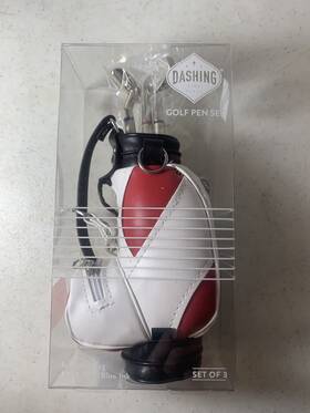 Dashing Fine Gifts 049022398641 Desktop Golf Bag And Clubs Pen Set 7 Inch 3 Club Pens New Red