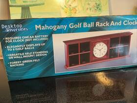 8-golf Desktop Diversions 196059 New In Box Mahogany Ball Display Case Rack With Clock Wall Mount Or