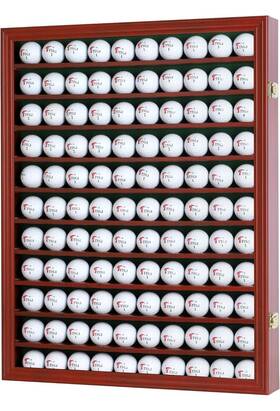 G009 Displaygifts 110 Golf Ball Display Case Wall Cabinet Cherry Finish Shadow Box