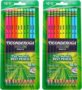 13810-c2 Dixon Ticonderoga No.2 Pencils 1 Count Pack Of 2 Neon Graphite Assorted