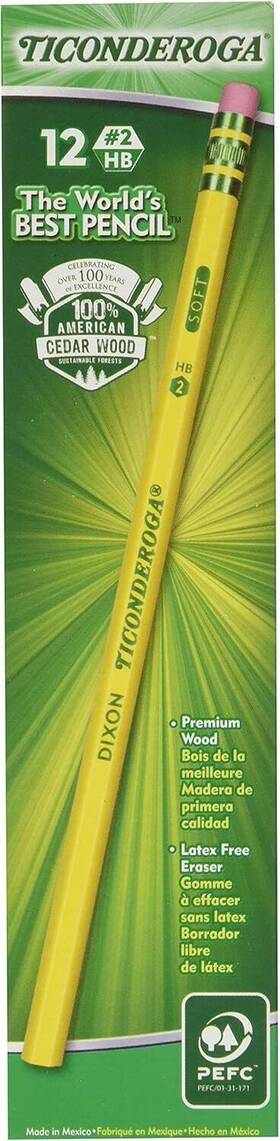 13882 Dixon Ticonderoga Wood-cased Pencils 2 Hb 1 Count Pack Of 36 Yellow