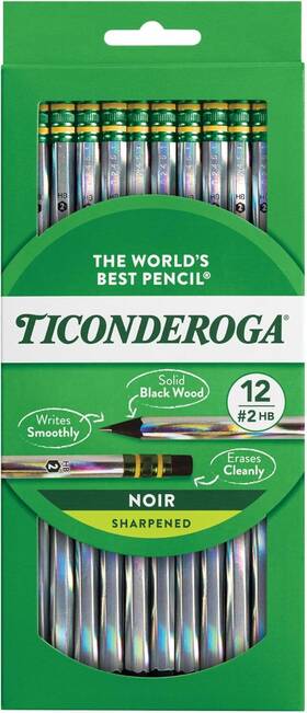 13970 Dixon Ticonderoga Noir Black Wood-cased #2 12 Count Pack Of 1 Multicolor