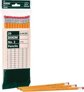 14420 Dixon No. 2 Yellow Pencils Wood-cased Black 1 Count Pack Of 20