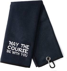 Golf-004 Dyjybmy May The Course Be With You Funny Golf Towel 23.6 15.7 Black