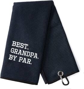 Golf-010 Dyjybmy Best Grandpa By Par Funny Golf Towel Embroidered 23.6 15.7 Black