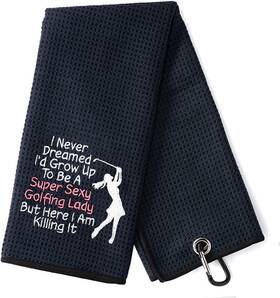 Golf-035 Dyjybmy Super Sexy Goifing Lady Funny Golf Towel 23.6 15.7 Black