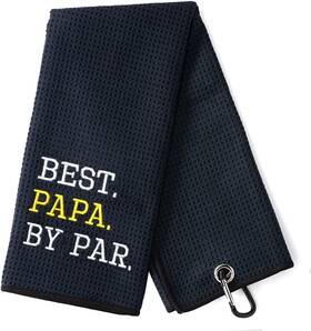 Golf-042 Dyjybmy Best Papa By Par Funny Golf Towe Embroidered 23.6 15.7 Black