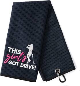 Golf-046 Dyjybmy This Girls Got Drive Golf Towel Embroidered 23.6 15.7 Black