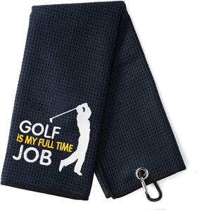 Golf-050 Dyjybmy Golfing Is My Full Time Job Golf Towel Embroidered 23.6 15.7 Black