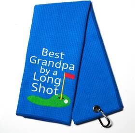 Golf-055 Dyjybmy Best Grandpa By A Long Golf Towel Embroidered 23.6 15.7 Blue