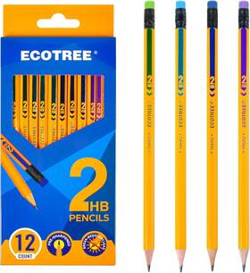 Dph202401 Ecotree Pencils #2 Wood-cased Hb Pencil 1 Count Pack Of 12 Yellow