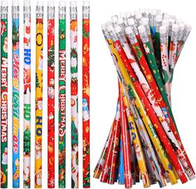 Em-xmas-pen-48 Emzrivo Christmas Pencils Xmas Wood With 1 Count Pack Of 48 Multicolor