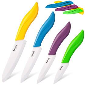 Eocogup 824399323454 Updated Version Ceramic Knife Set 4-piece Color With Sheaths Includes 3 Inch Par