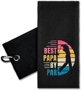 Lgt039 Erhachaijia Best Papa By Par Embroidered Golf Towel 23.6x15.7 In Black 7