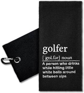 Lgt040 Erhachaijia Golfer Definition Embroidered Golf Towel With 23.6x15.7 In Black