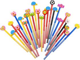Etmact 603996185654 24 Pack Kids Wooden Pencils Colorful Stripe 1 Count Of Multicolor