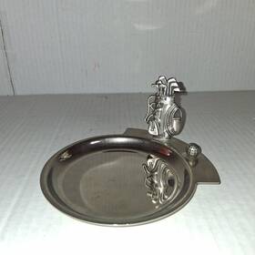 4558 Eton Vtg 90 S Nickel Plated Pewter Golf Theme Pocket Change Dish Club Bag Ball
